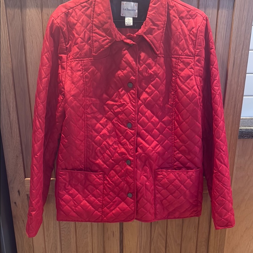 GH Bass & Co Red Quilted Puffer Chore Jacket